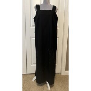 VTG Dana Kay Black Sleeveless Linen Blend Maxi Dress Sz 16W Modest‎ Cottage Y2K